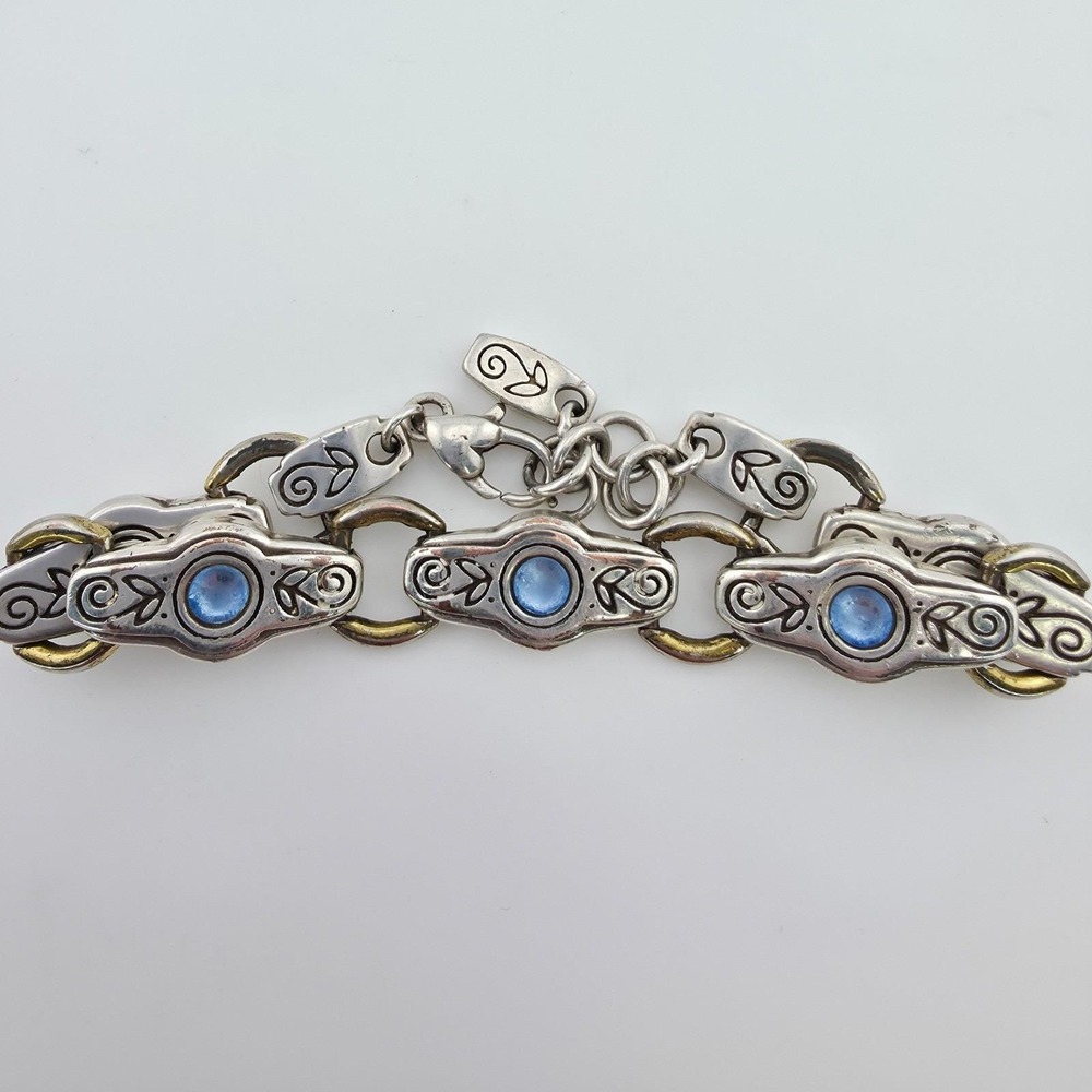 BRIGHTON 'Celestine' Bracelet Blue SWAROVSKI Crystals Gold&Silver Plate 7.75" - Picture 4 of 11
